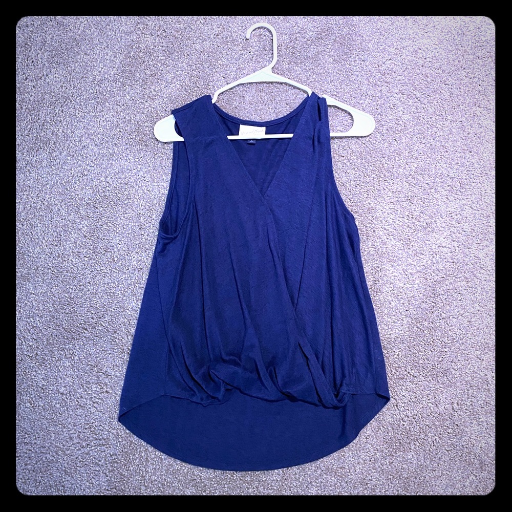 Navy Cowl tank top
